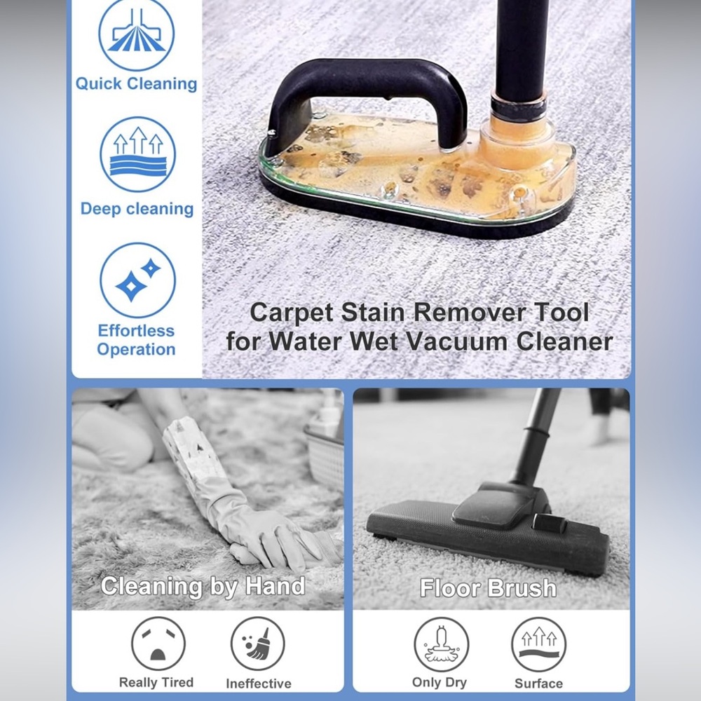 Carpet Deep Cleaning Tool Attachment for Wet/Dry Vacuum Cleaners
